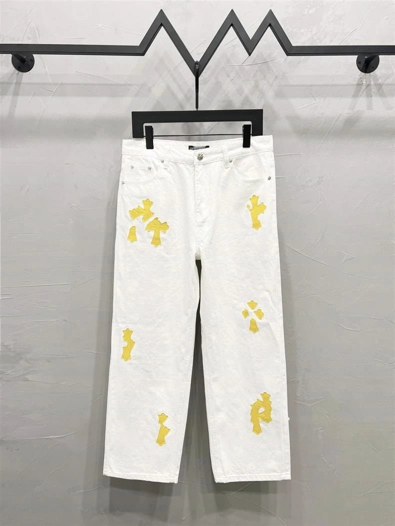 Design Snowflake Patchwork Wide-Leg Jeans Blue - 21