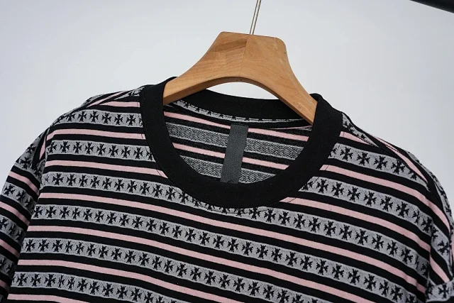 Chrome Hearts T-Shirts Striped short-sleeve T-shirt with cross motif product detail image 5