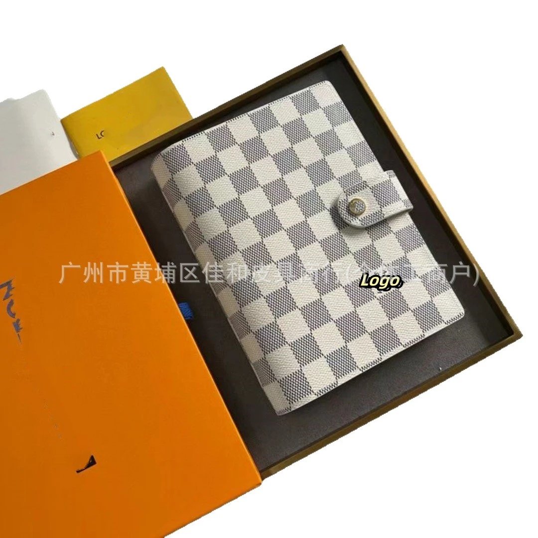 Louis Vuitton Damier Azur Agenda Cover White Gray Checkered Notebook Cover Wallets