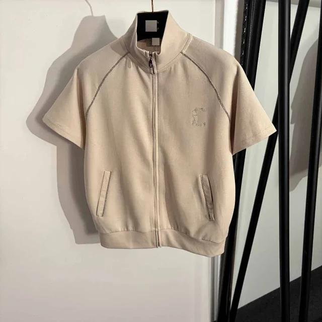 Unbranded Tracksuits Short-sleeve zip-up stand-collar set with contrast trim product detail image 3