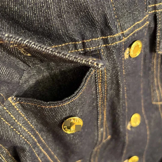 Unbranded Jackets Fitted dark-wash denim jacket with flap chest pockets and gold-tone buttons product detail image 10