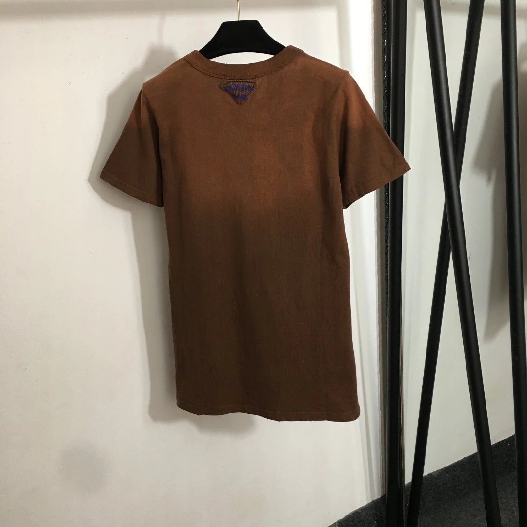 Prada T-Shirts Short-Sleeve Crewneck Triangle Emblem Logo T-Shirt image 4