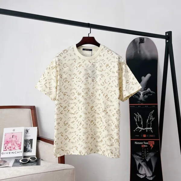 Louis Vuitton Monogram Print Cream T-Shirt - 6