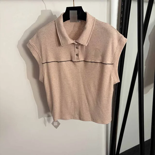 Unbranded Matching Sets Knitted polo top and drawstring wide-leg trousers set product detail image 3