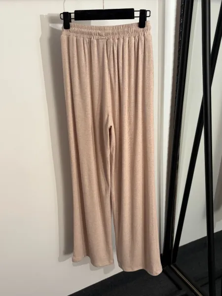 Design V-Neck Short Sleeve Top and Drawstring Jogger Pants Set Beige - 8