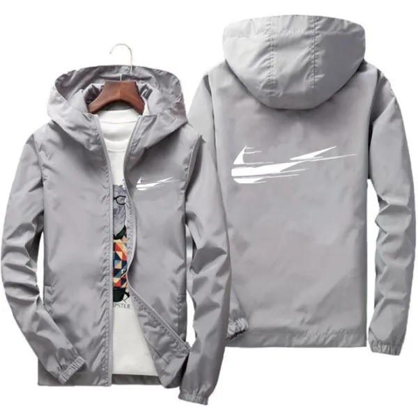 Design Windbreaker Jacket Gray with Swoosh Graphic Outerwear - 4