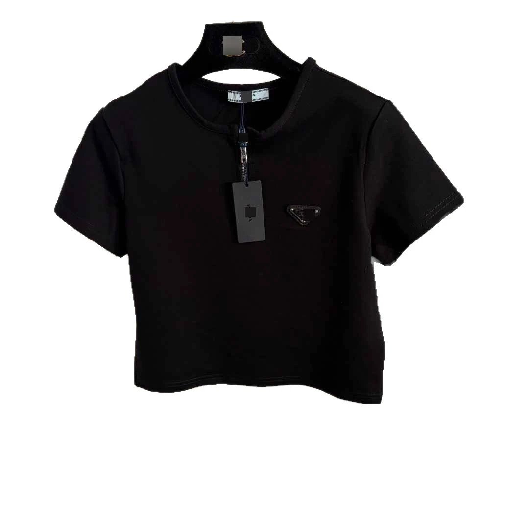 Prada T-Shirts Short-Sleeve Half-Zip Triangle-Plaque T-Shirt image 5