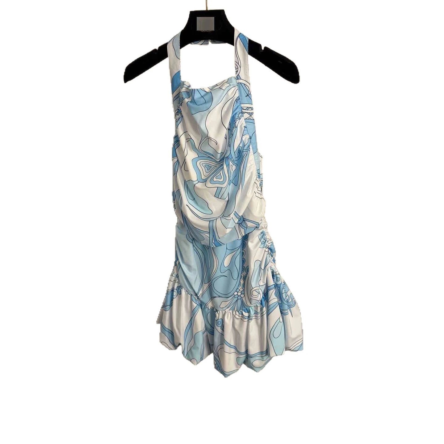 Unbranded Dresses Printed Halter Backless Ruffle-Hem Mini Dress image 5