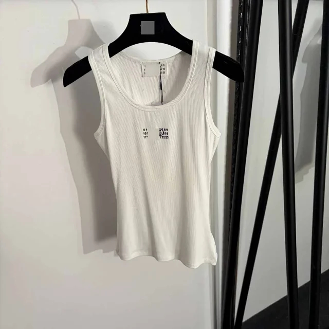 MM6 Maison Margiela Vests Ribbed Numeric Logo Tank Top product detail image 2