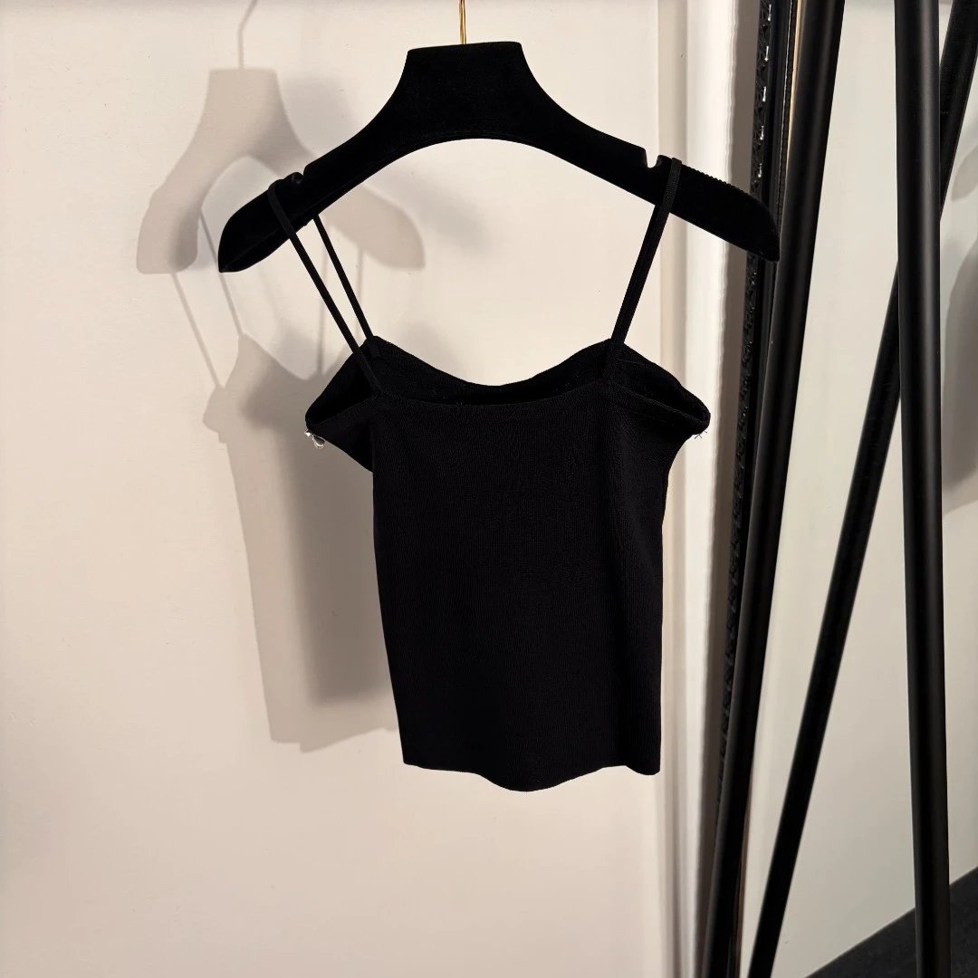 Unbranded Knitwear Rhinestone-Trim Spaghetti-Strap Knit Camisole image 4