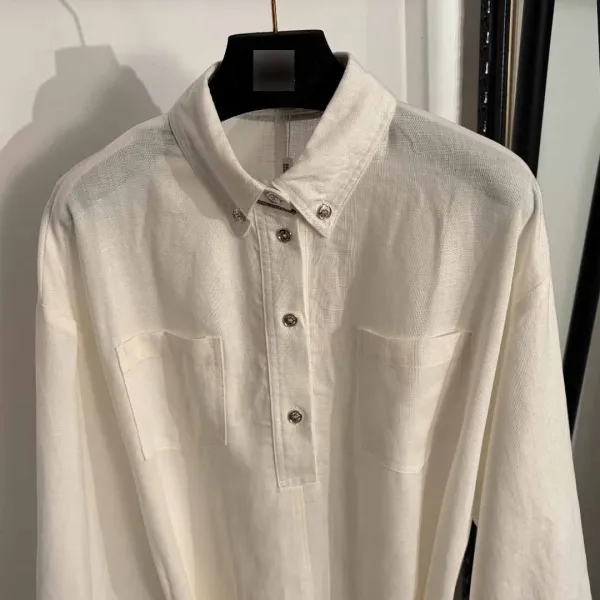 Design Shirt Dress Beige Linen-Blend Shirt-Dress - 6