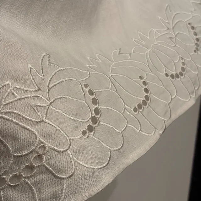 Unbranded Matching Sets Button-Up Shirt and Drawstring Trousers Set with Floral Cutwork Hem product detail image 8