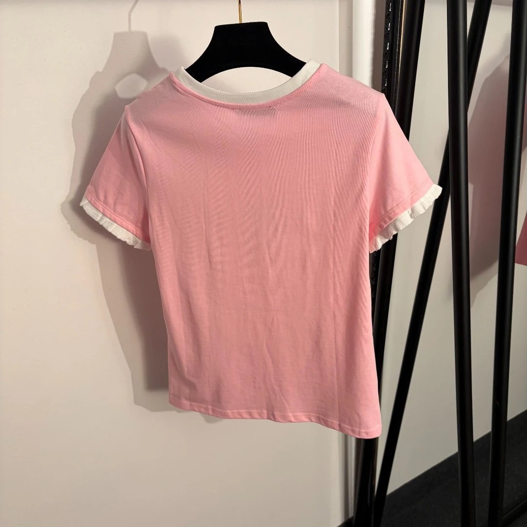 Gucci T-Shirts Ribbed contrast-trim logo-print crew-neck T-shirt image 4