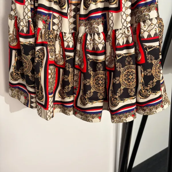 Versace Printed Tiered Skirt Navy Multicolor - 7