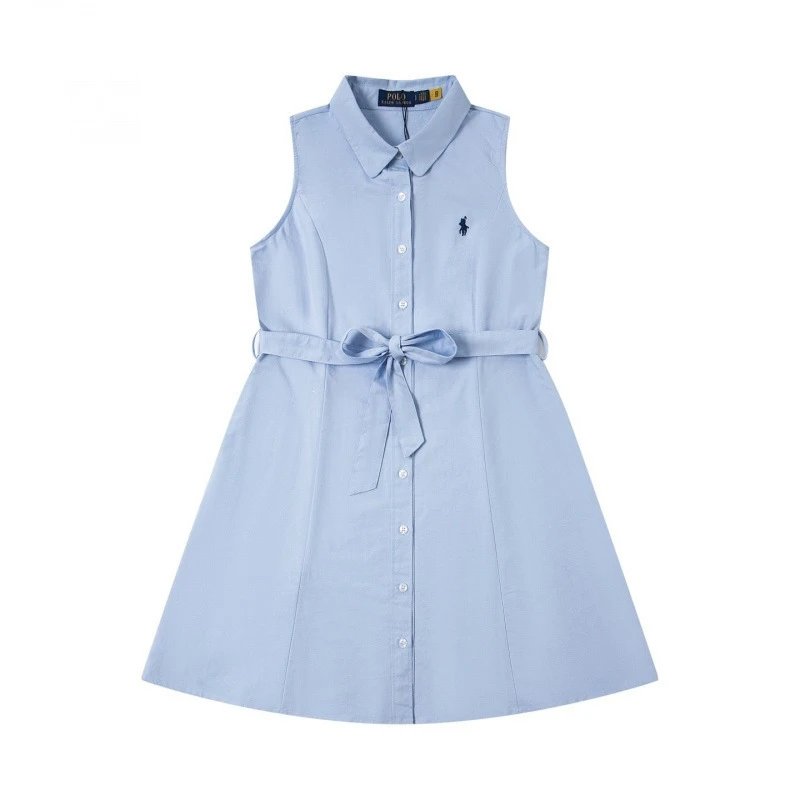 Polo Ralph Lauren Dresses Sleeveless collared button-front belted dress — Light blue