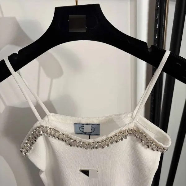 Prada Embellished Knit Camisole White Vest Top - 5