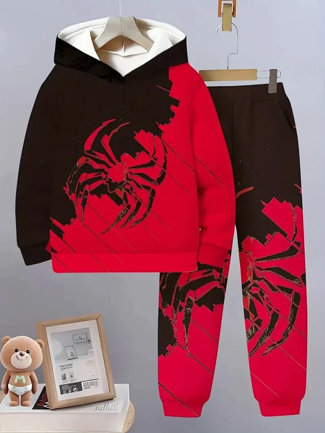 Unbranded Tracksuits Children's hooded graphic sweatshirt and jogger set product detail image 9