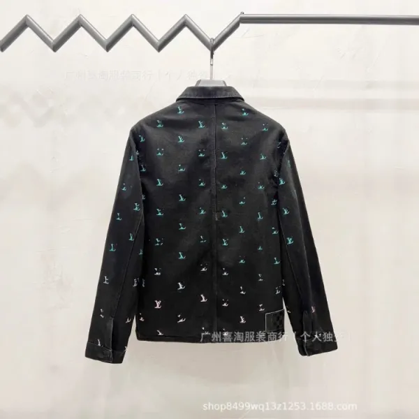 Design Pixelated Geometric Pattern Denim Jacket Outerwear - 13