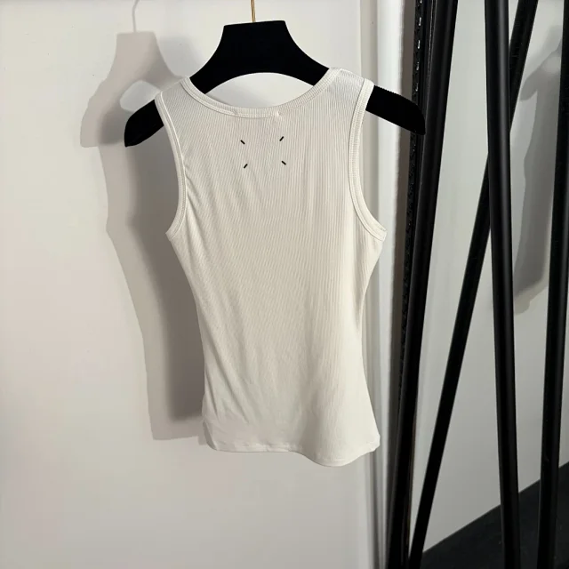 MM6 Maison Margiela Vests Ribbed Numeric Logo Tank Top product detail image 3