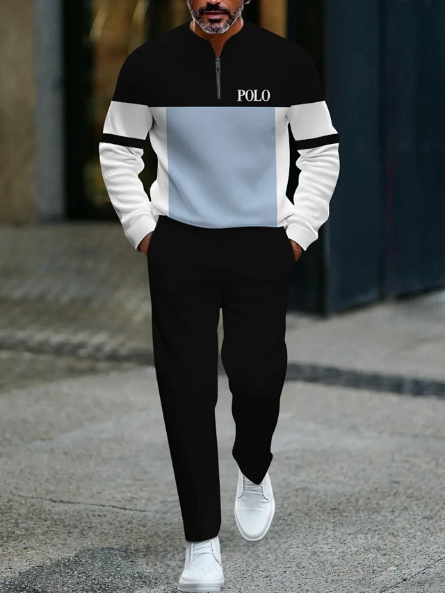 Unbranded Tracksuits Men's quarter-zip printed sweatshirt and trousers set product detail image 9