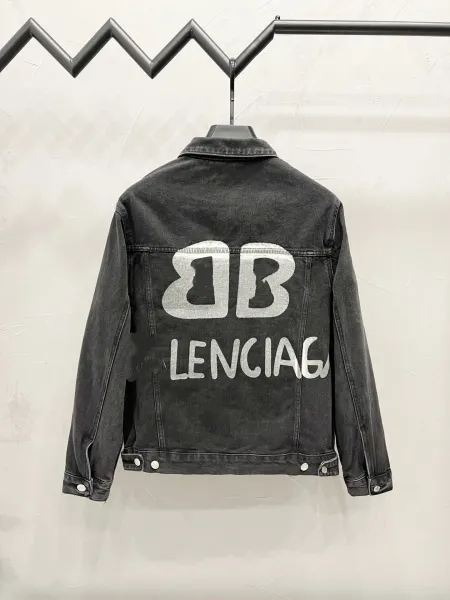 Balenciaga Logo Denim Jacket Peach - 4