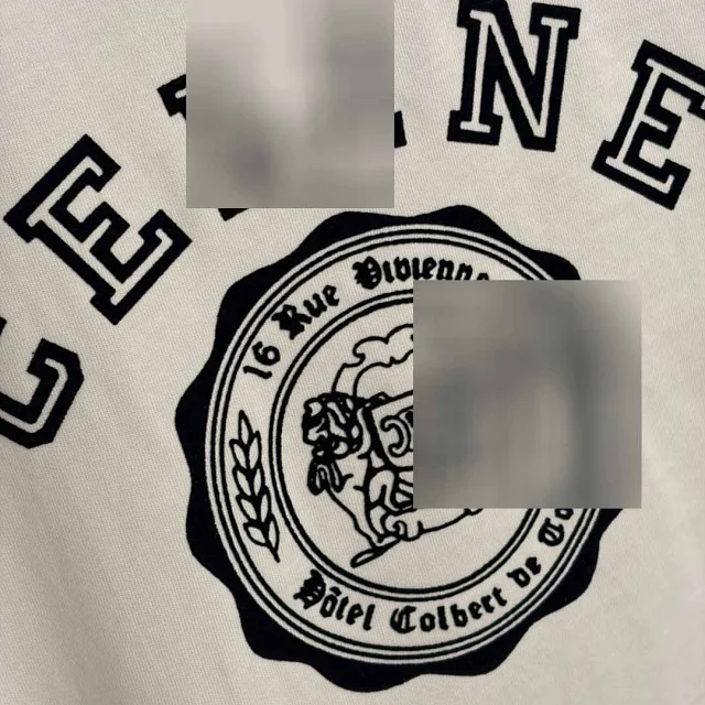 Celine T-Shirts Ringer T-Shirt with Crest Graphic product detail image 7