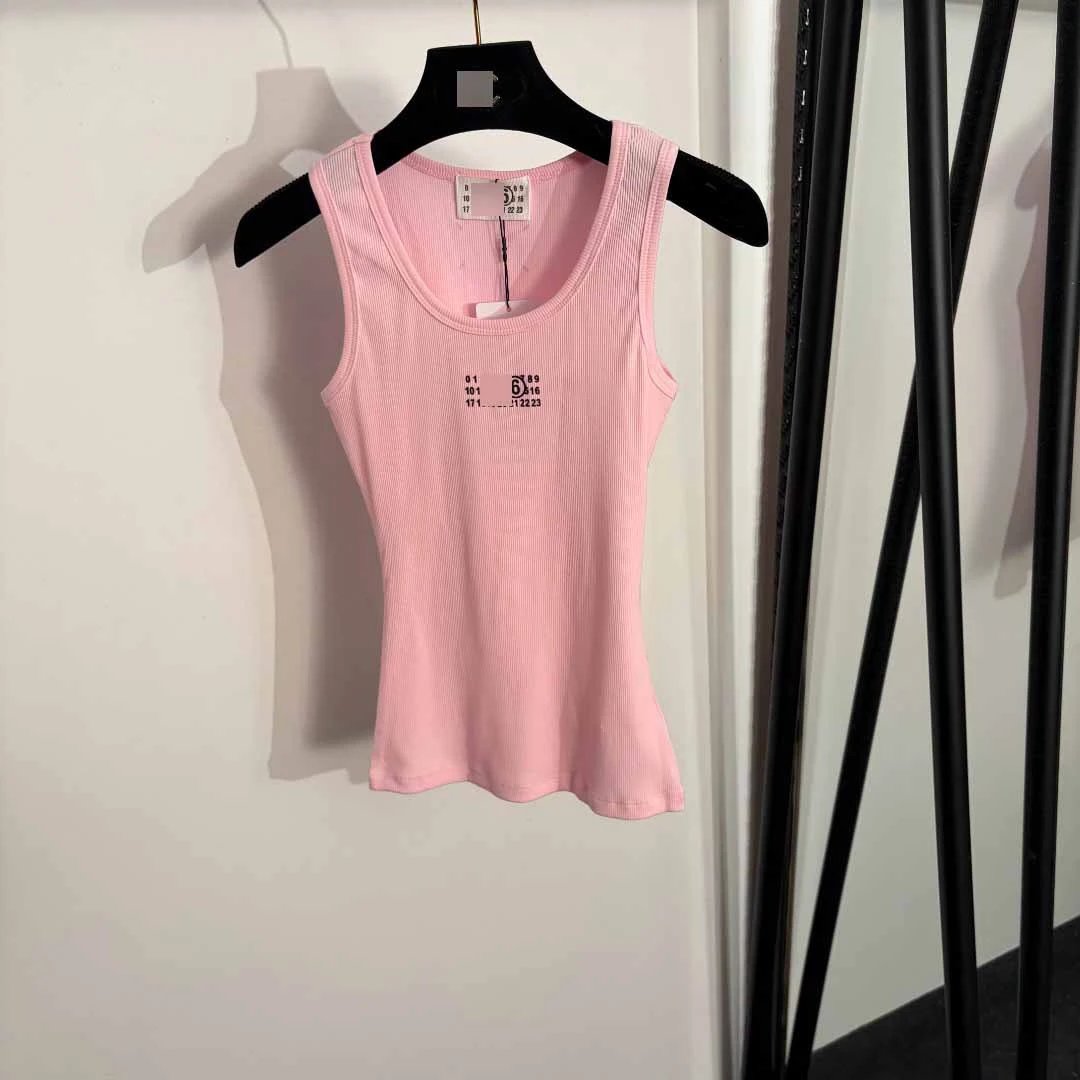 Maison Margiela Tabi Ribbed Tank Top Pink Vest-Top