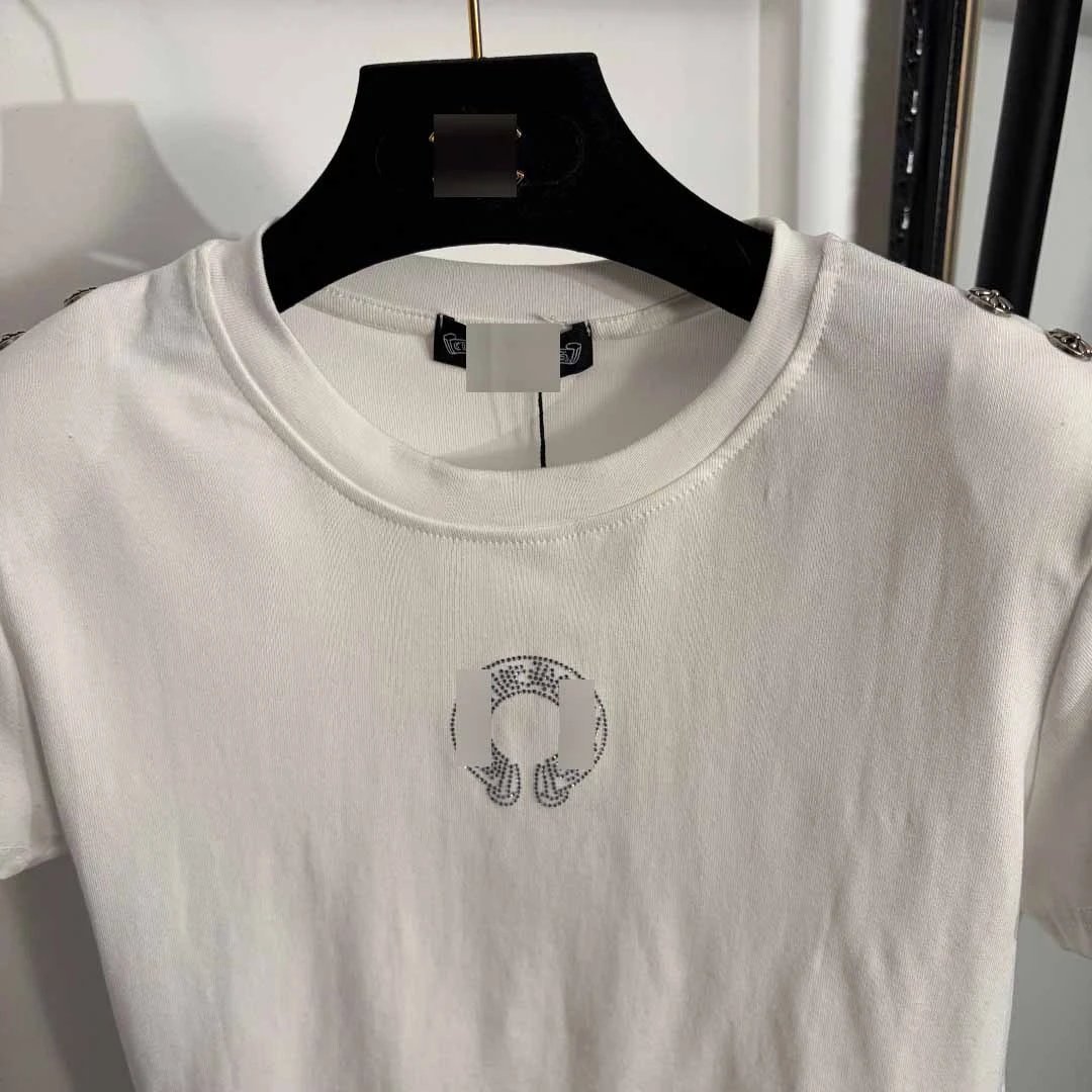Design Crystal-Embellished Cropped T-Shirt White - 5