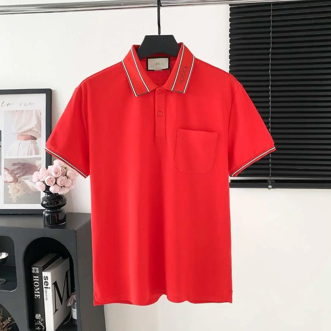 Prada Shirts Short-Sleeve Polo Shirt with Chest Triangle Logo — 28 G Home Pocket Collar Micro Jacquard