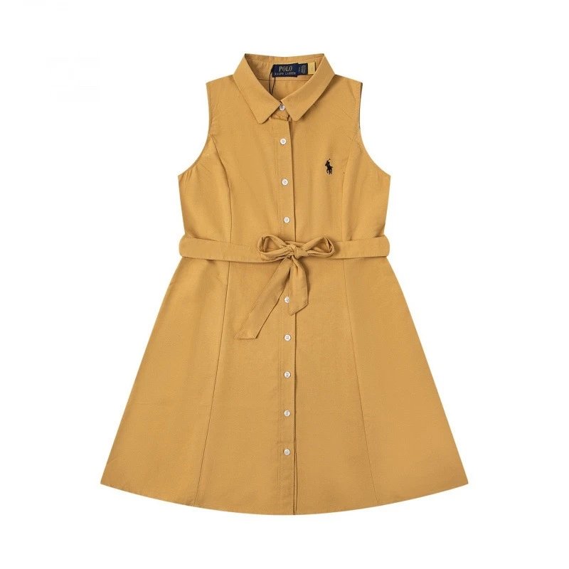 Polo Ralph Lauren Dresses Sleeveless collared button-front belted dress — Khaki