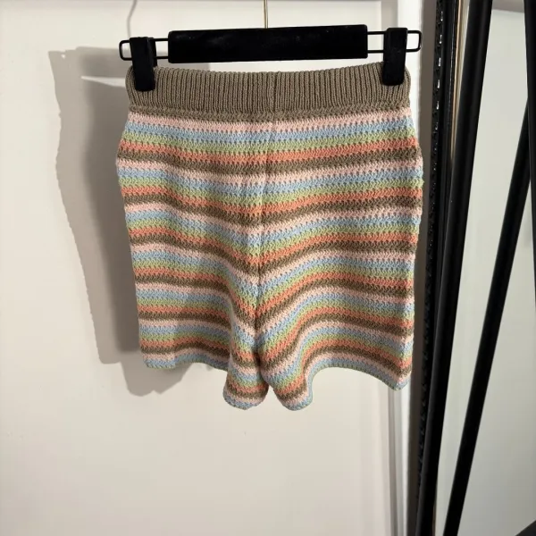 Design Crochet Stripe Tank Top and Shorts Set Multicolor - 8