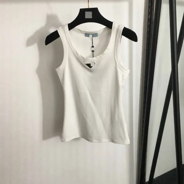 Prada Logo-Tag Crop Tank Top Brown Vest Top - 4