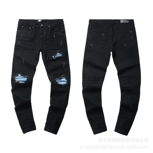 Design Distressed Ripped Light Wash Jeans - 10