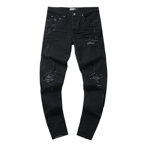 Design Distressed Paint-Splatter Black Jeans - 32