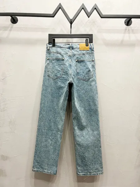 Design Checkerboard Washed Denim Jeans - 27