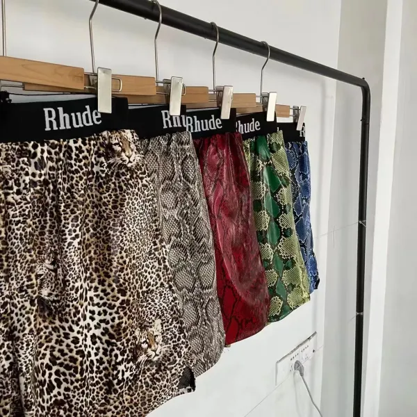 Rhude Snake Print Satin Shorts Green - 4