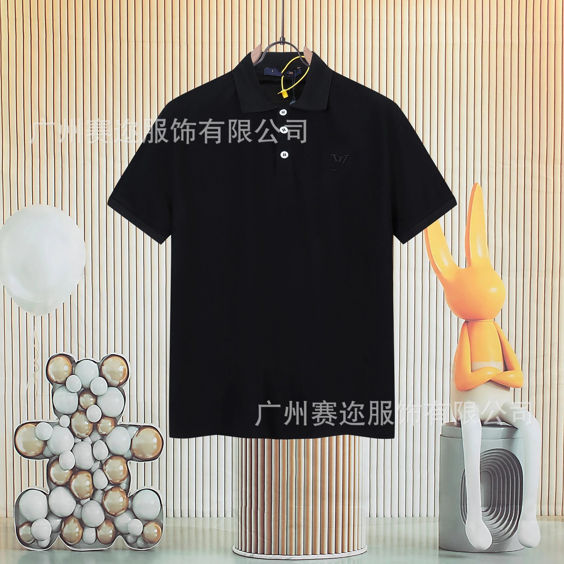 Unbranded Shirts Short-Sleeve Polo Shirt with Contrast Trim and Chest Pocket — L022 black
