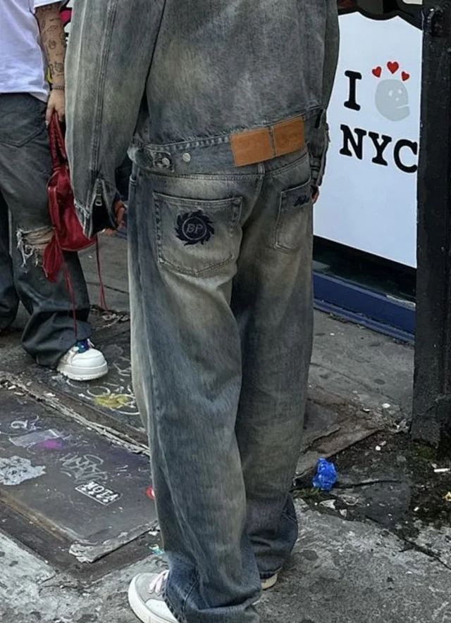 Unbranded Washed denim jacket and wide-leg jeans product detail image 13