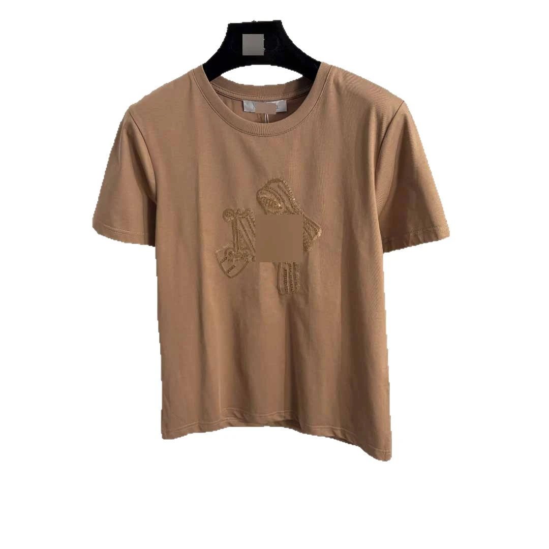 Unbranded T-Shirts Sequin-embroidered graphic crew-neck short-sleeve T-shirt image 5