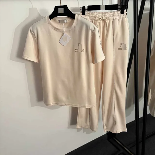 Unbranded Tracksuits Short-sleeve T-shirt and drawstring trousers set with contrast piping product detail image 2