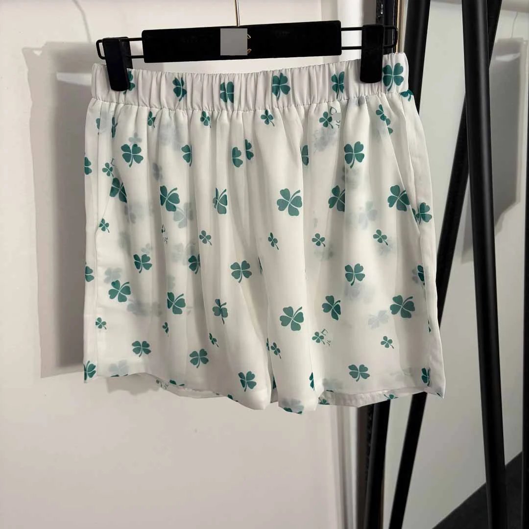 Dior Floral Print Sheer Shirt and Shorts Set Black Green - 7
