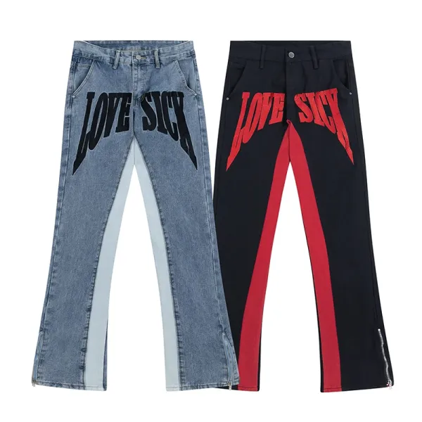 Design Love Sick Red Stripe Flared Pants - 3