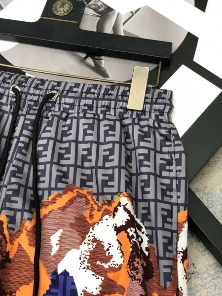 Fendi FF Logo Print Wave Motif Shorts Multicolor - 5