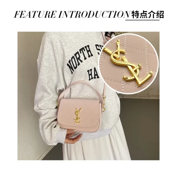 Saint Laurent Monogram Quilted Pink Shoulder Bag - 9