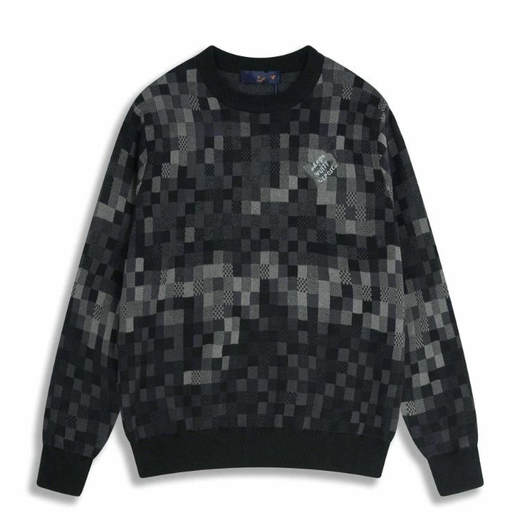 09 donkey family round neck rib jacquard