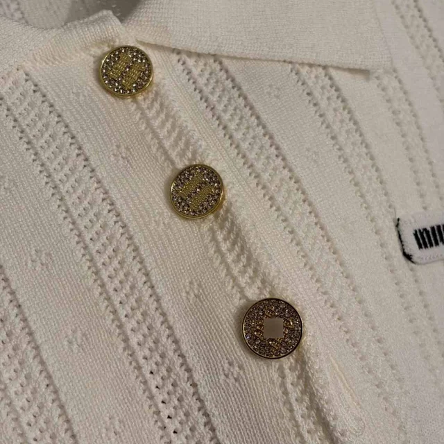 Miu Matching Sets Short-Sleeve Knit Polo Top and Pleated Skirt Set product detail image 7