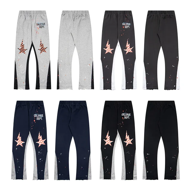 Galerie Dept. Trousers Paint-splatter graphic jogger with checkerboard star print and contrast side panels product detail image 2