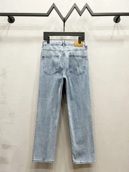Design Checkerboard Washed Denim Jeans - 10