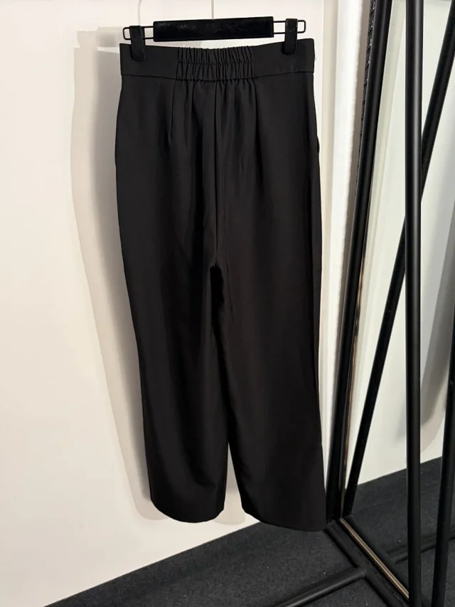 Unbranded Trousers High-Waisted Straight-Leg with Gold-Tone Waist Hardware product detail image 3
