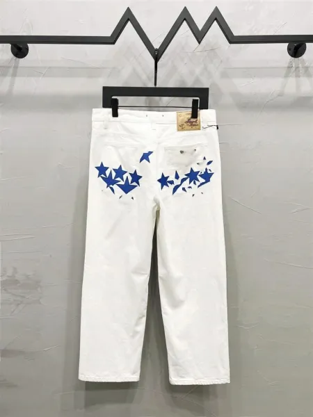 Design Snowflake Patchwork Wide-Leg Jeans Blue - 24